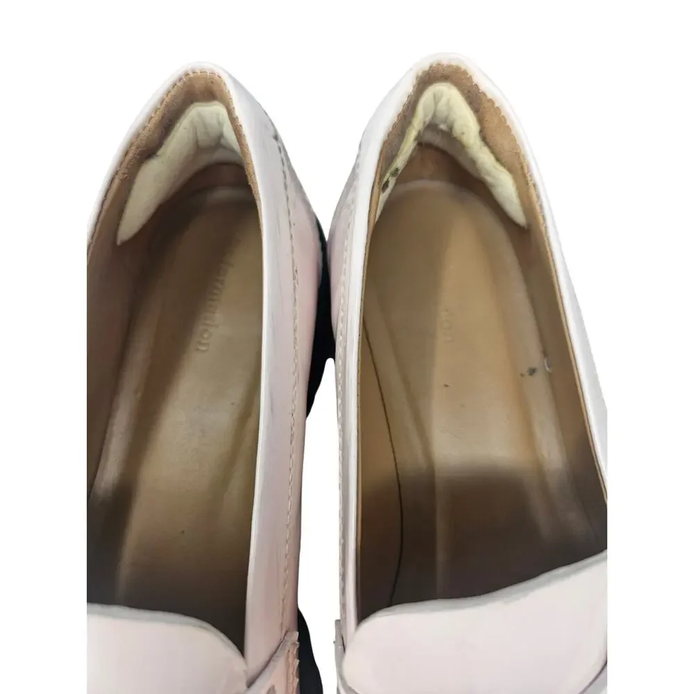 Reformation Agathea 7 Pink Chunky Penny Loafer Academia Preppy Patent Leather